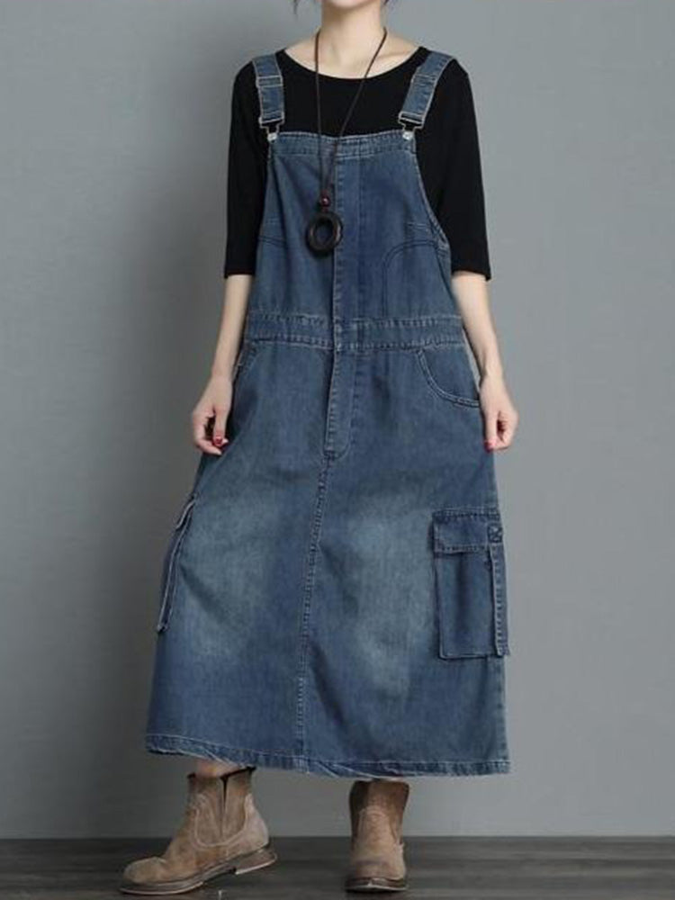 Robe salopette ample en jean