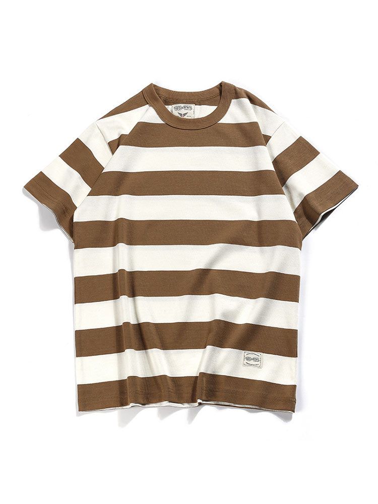 T-shirt rayé à col rond pour homme