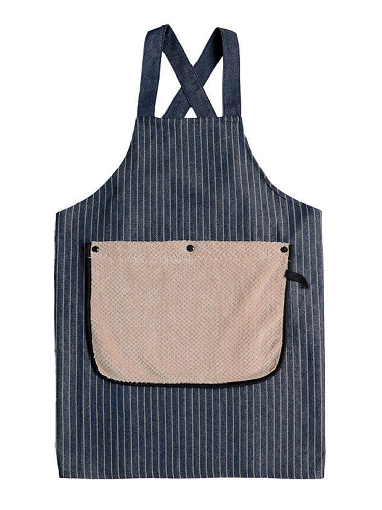 Tablier rayé avec essuie-mains amovible