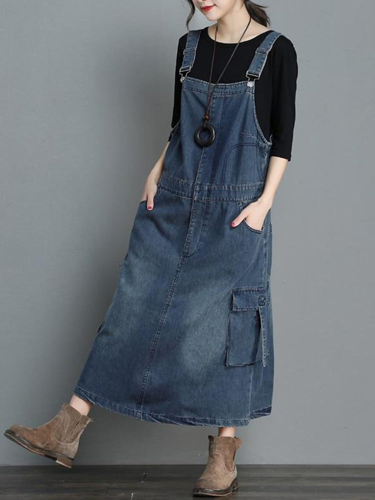 Robe salopette ample en jean