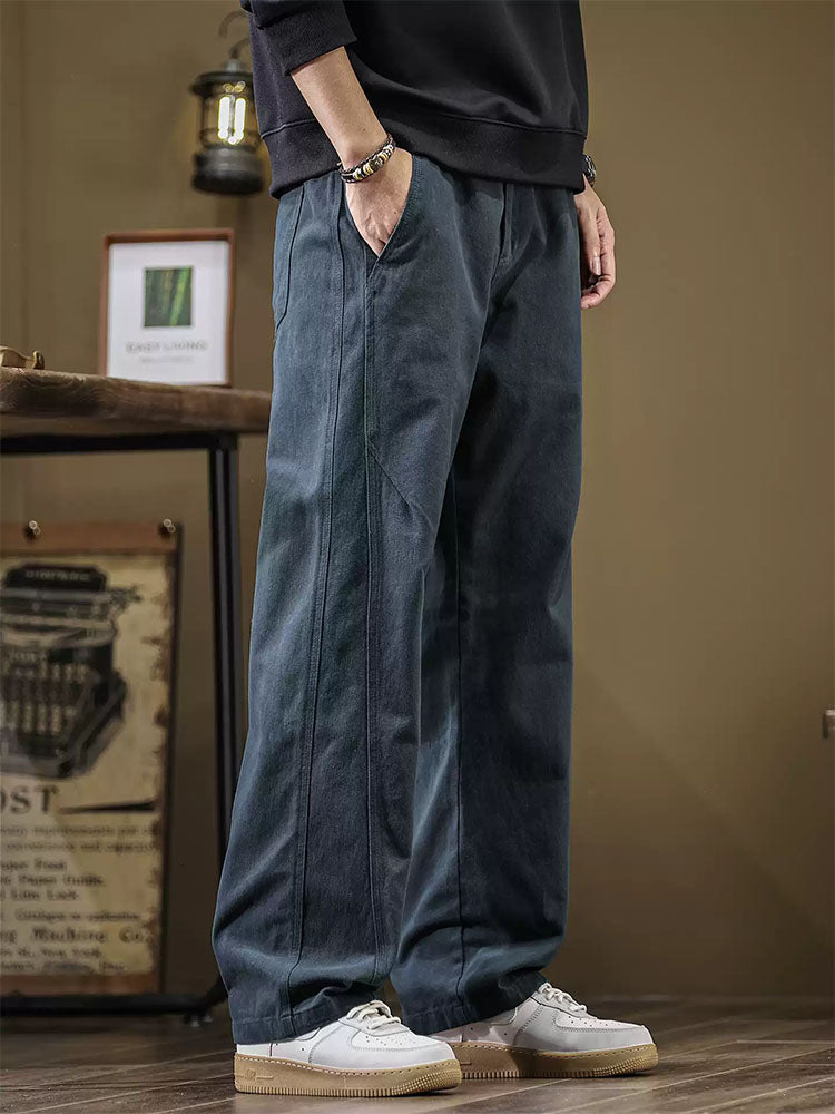 Herren Lässige Wide‑Leg Hose aus reiner Baumwolle