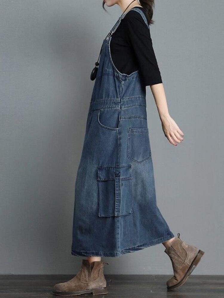 Robe salopette ample en jean
