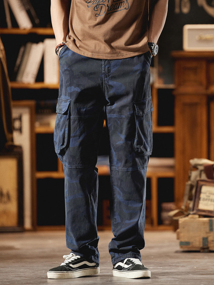 Herren-Cargohose im American Vintage-Stil mit Camouflage-Muster