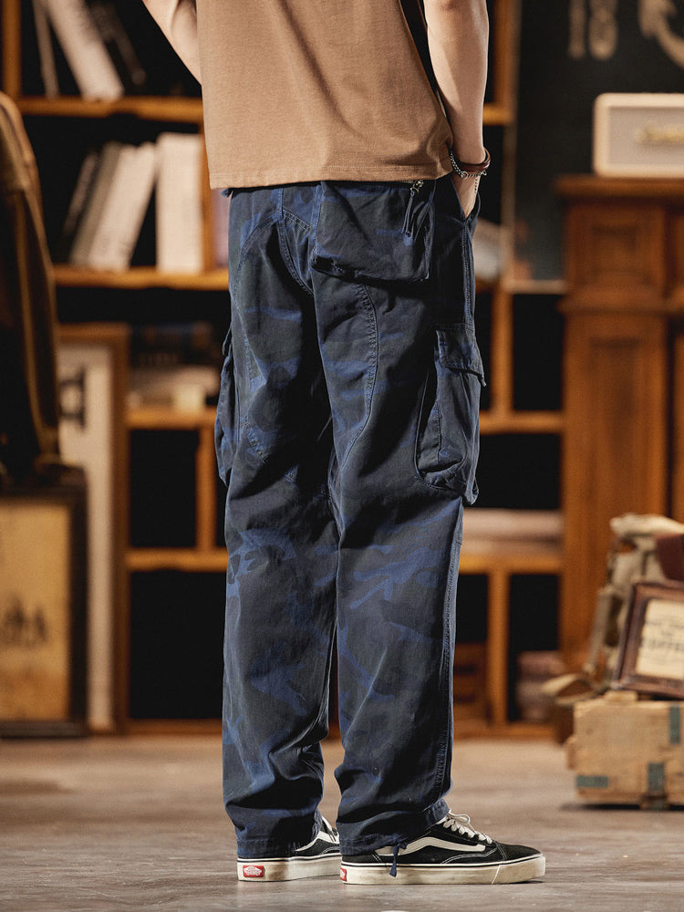 Herren-Cargohose im American Vintage-Stil mit Camouflage-Muster