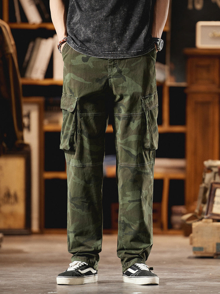 Herren-Cargohose im American Vintage-Stil mit Camouflage-Muster