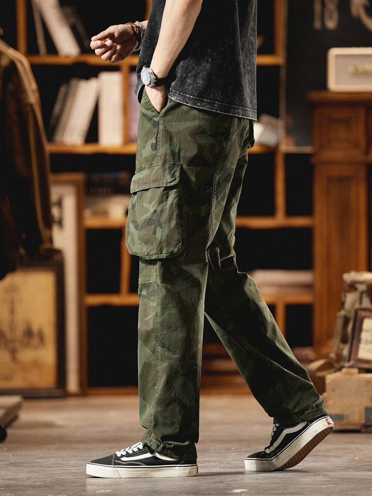 Herren-Cargohose im American Vintage-Stil mit Camouflage-Muster