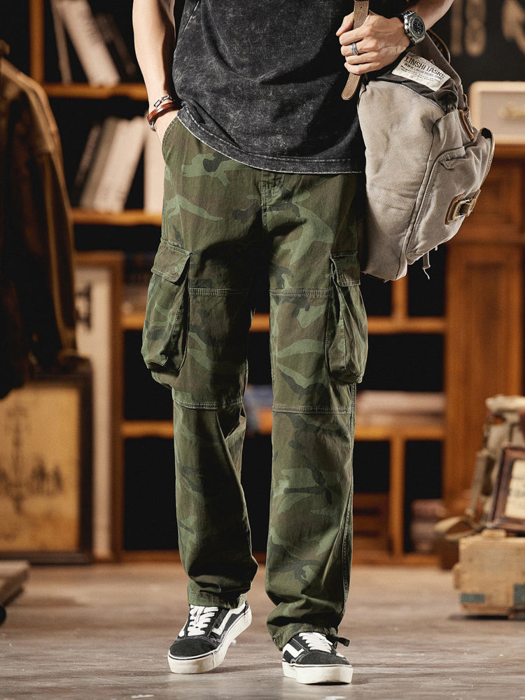 Herren-Cargohose im American Vintage-Stil mit Camouflage-Muster