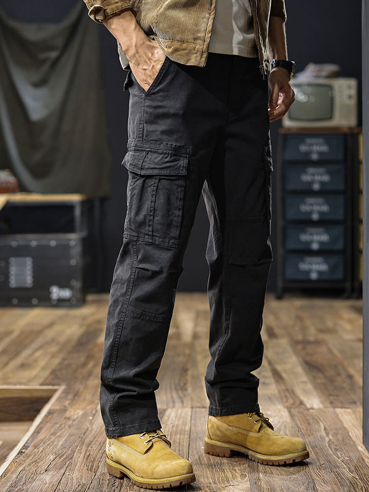 Pantalon cargo homme coupe droite à poches multiples