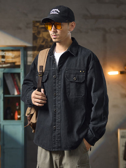 Herren Freizeit‑Hemdjacke im Retro‑Stil