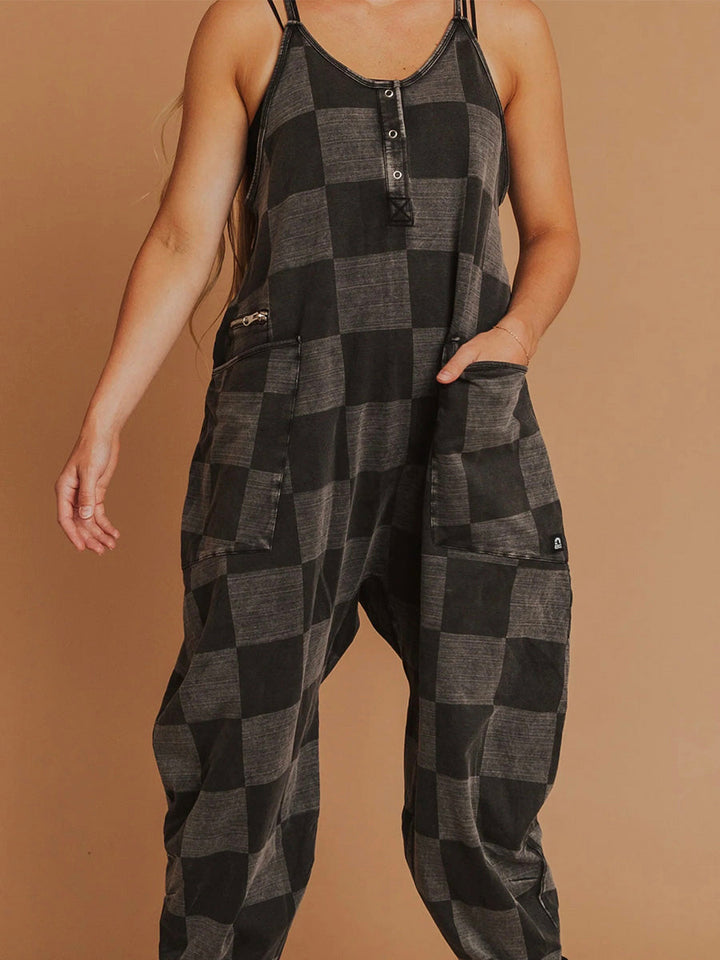 Oversize-Jumpsuit mit Karomuster für Damen - Ausverkauf