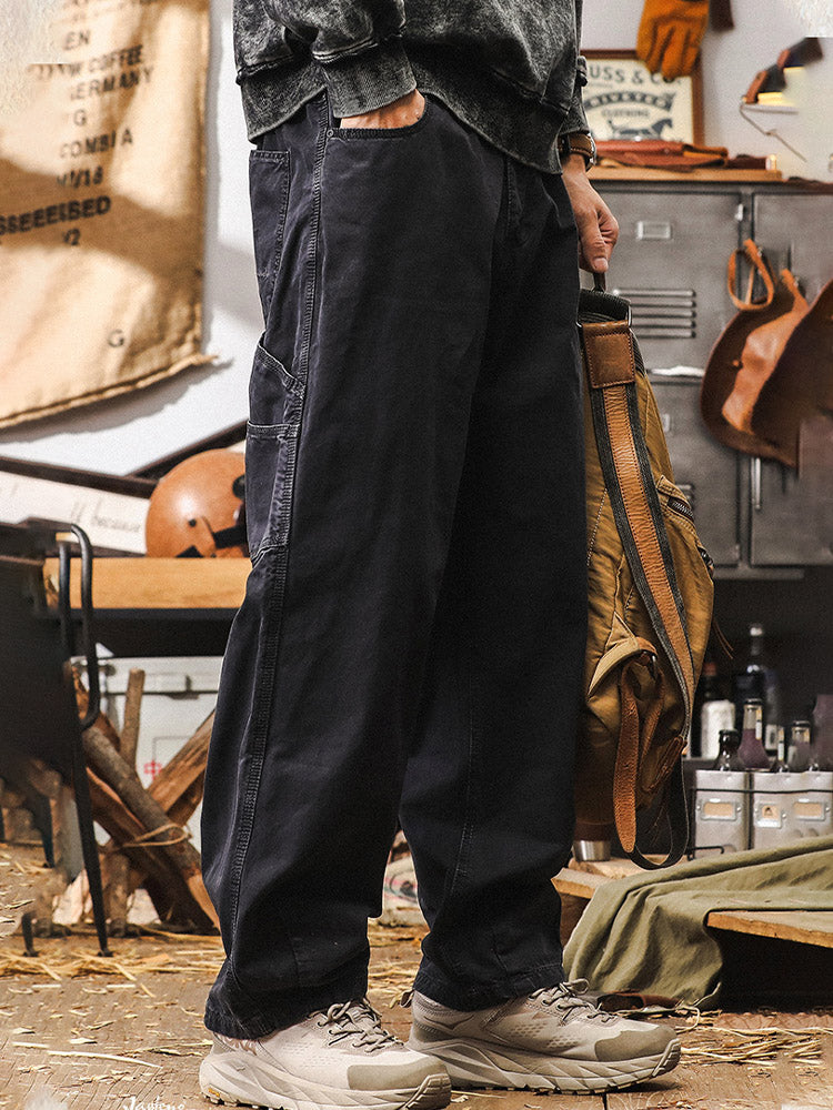 Pantalon cargo rétro à coupe large pour homme, 100 % coton