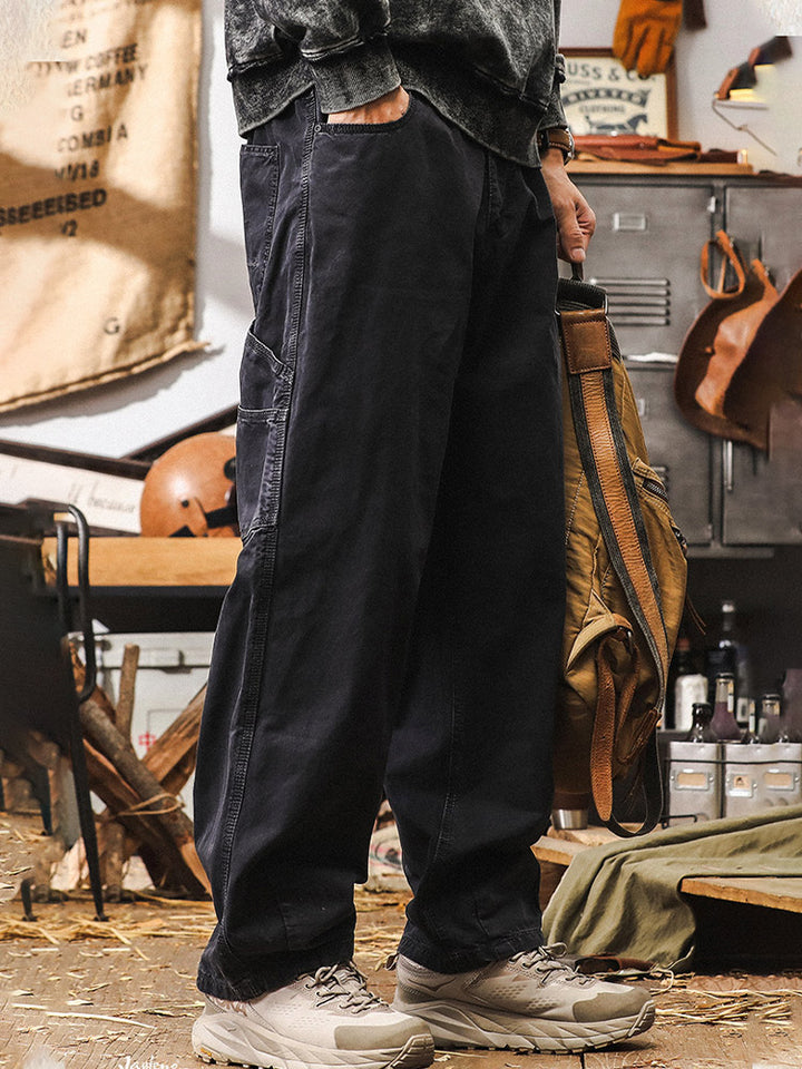Pantalon cargo rétro à coupe large pour homme, 100 % coton