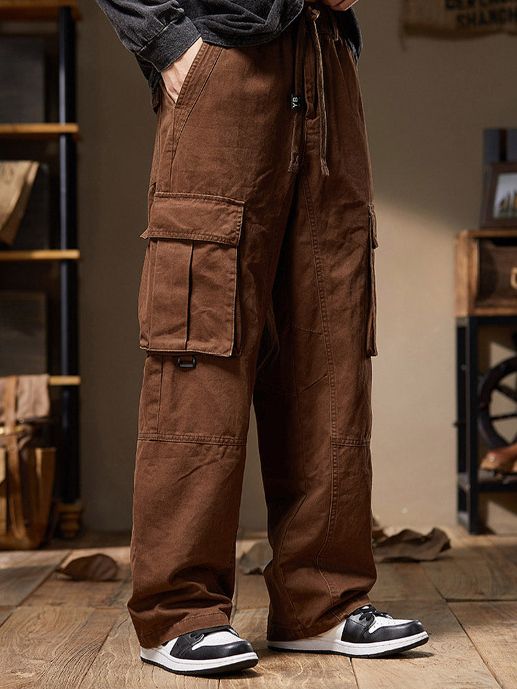 Herren Cargohose aus 100% Baumwolle, Weites Bein, Mehrere Taschen