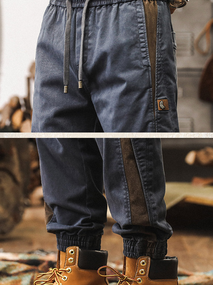 Pantalon de jogging pour homme avec bandes latérales et effet délavé vintage