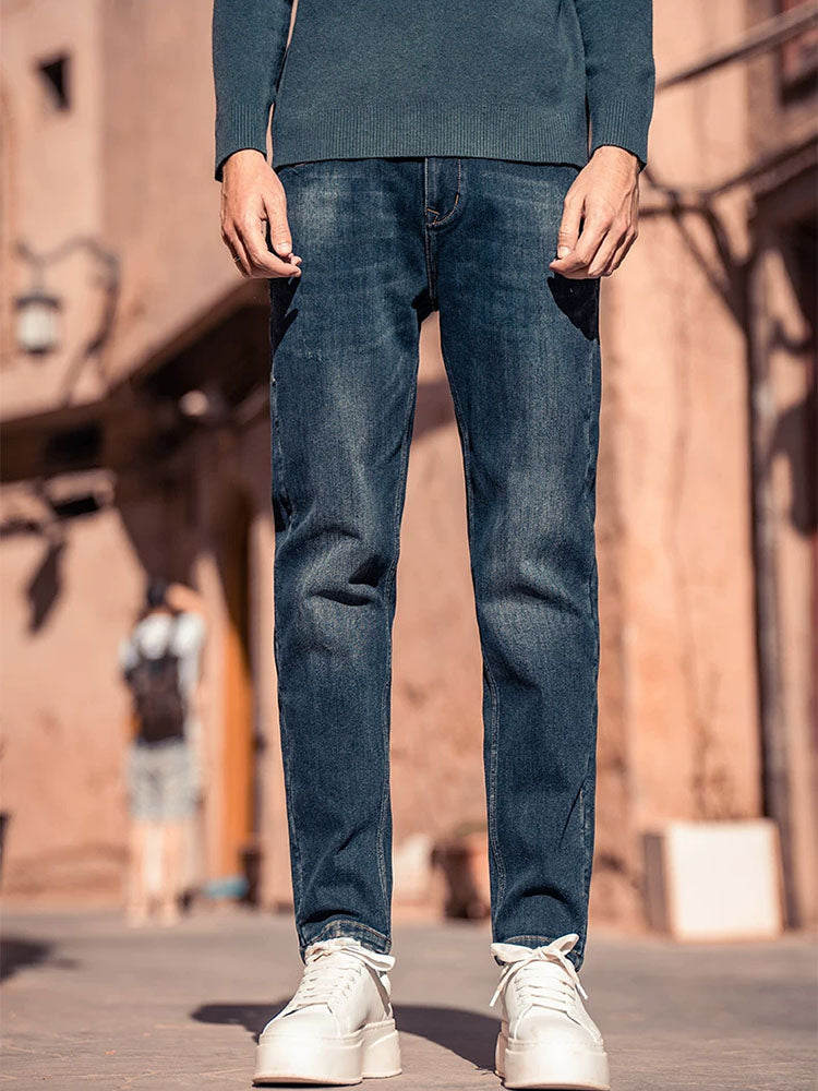 Herren Gerade Bein Jeans mit Vintage‑Waschung