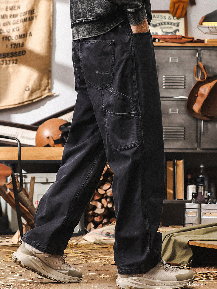 Pantalon cargo rétro à coupe large pour homme, 100 % coton