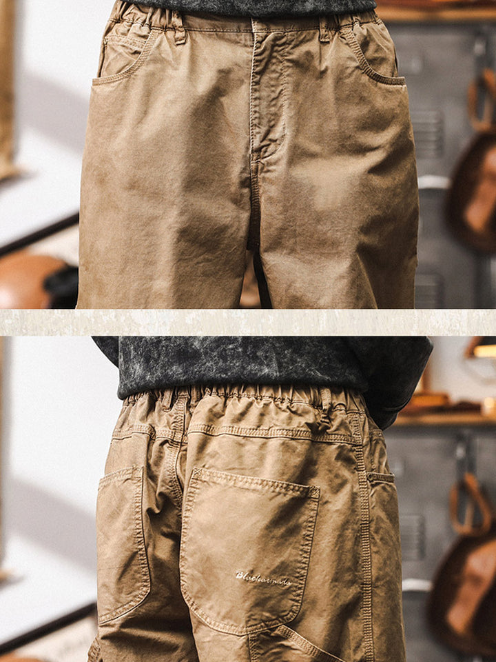 Pantalon cargo rétro à coupe large pour homme, 100 % coton