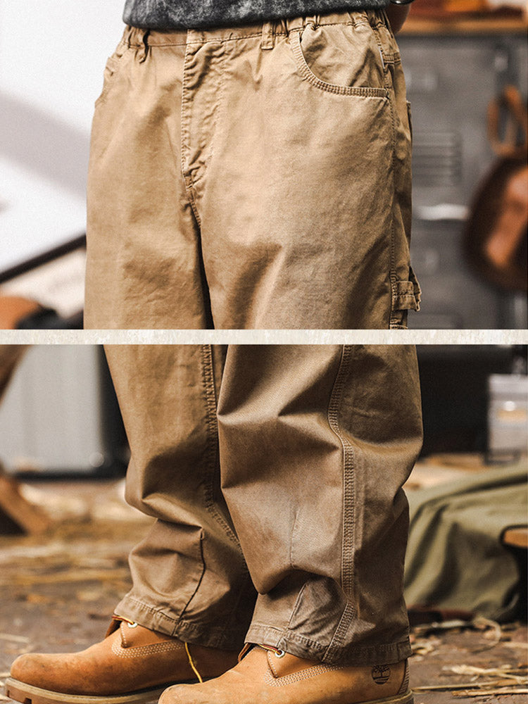 Pantalon cargo rétro à coupe large pour homme, 100 % coton