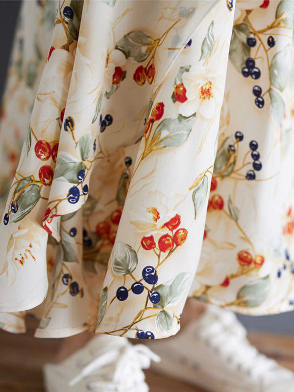 Robe salopette maxi patchwork en denim et imprimé aquarelle