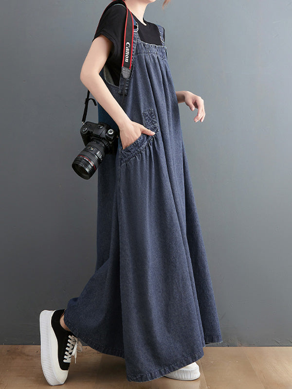 Robe salopette en jean ample pour femme