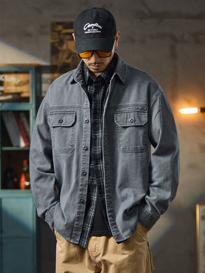 Herren Freizeit‑Hemdjacke im Retro‑Stil