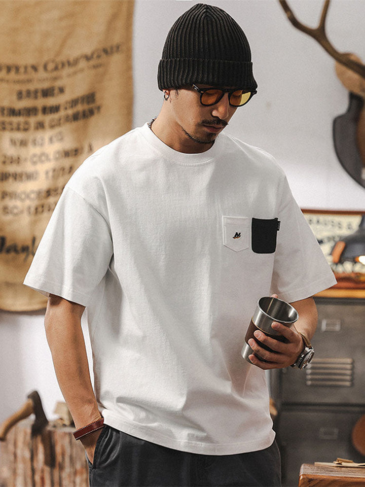 T-shirt à manches courtes pour homme avec poches contrastées et coupe ample