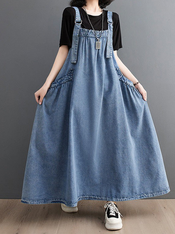 Robe salopette en jean ample pour femme