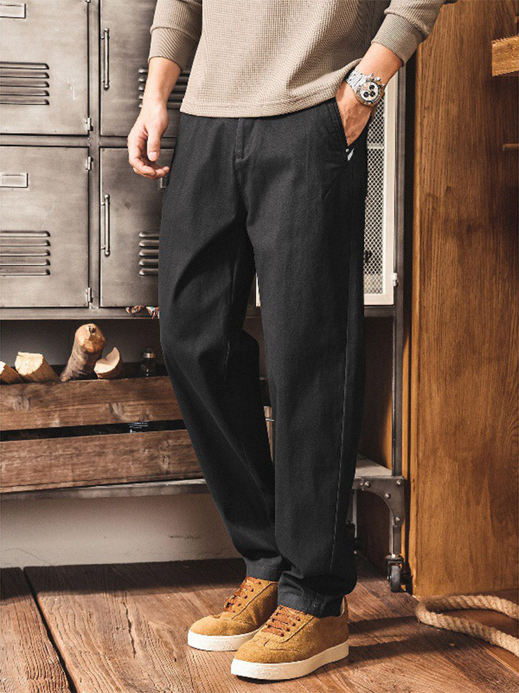 Pantalon chino pour homme style  workwear  rétro en coton avec taille élastiquée