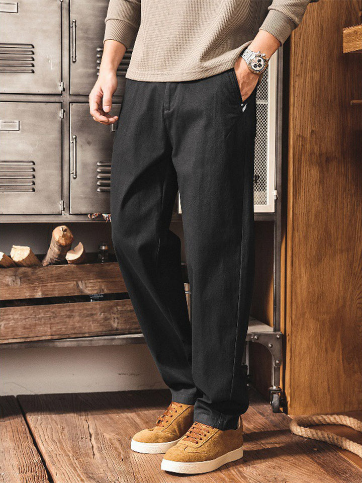 Pantalon chino pour homme style  workwear  rétro en coton avec taille élastiquée