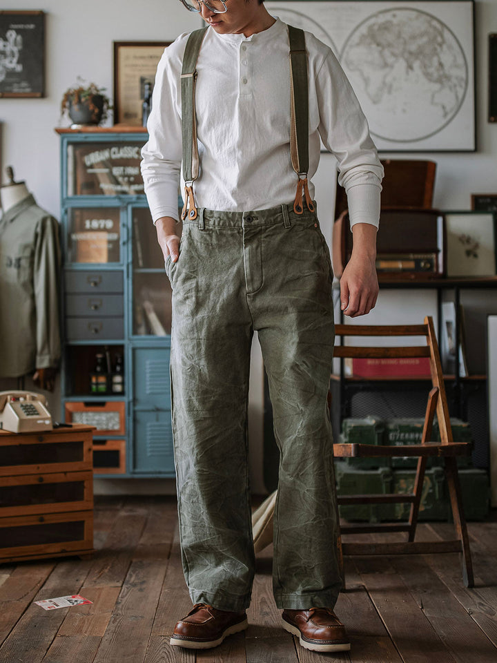 Schwere 15-Unzen-Canvas-Hose mit Hosenträgern
