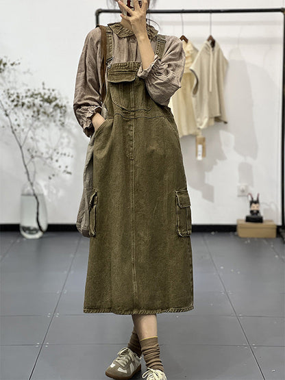 Robe salopette en jean cargo d'inspiration vintage