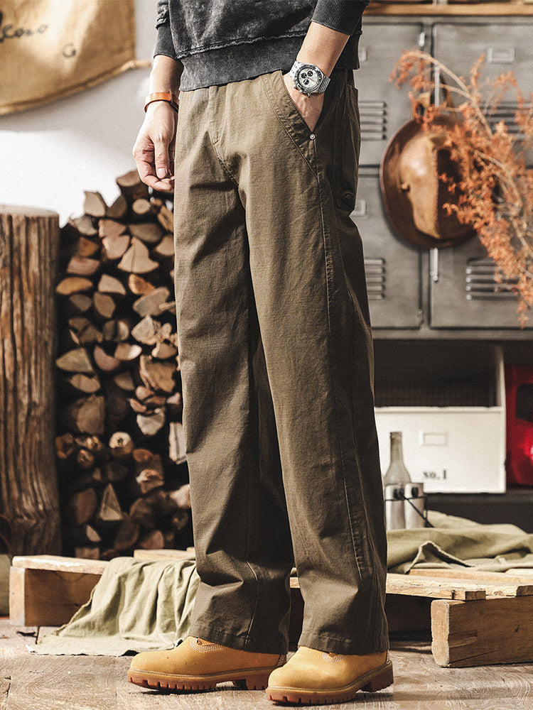 Herren-Hose im Retro-Stil aus 100 % Baumwolle mit weitem Bein