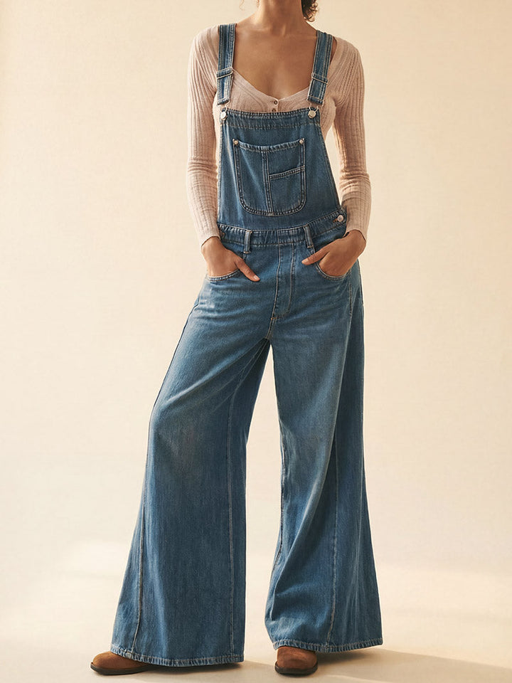 Salopette en jean à jambes larges pour femme