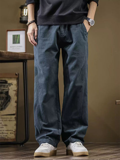 Herren Lässige Wide‑Leg Hose aus reiner Baumwolle
