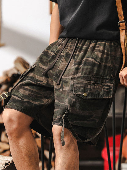 Herren Camouflage‑Cargo‑Shorts mit Kordelzug