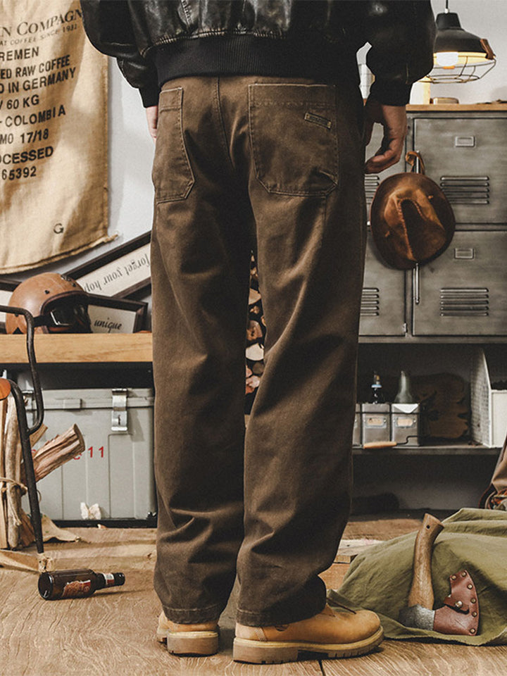 Pantalon vintage pour homme en coton à jambes larges