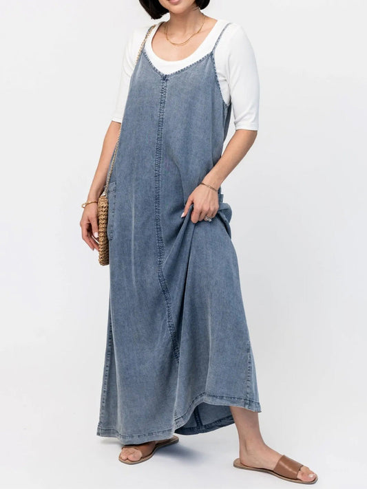 Robe longue ample en denim d'inspiration vintage