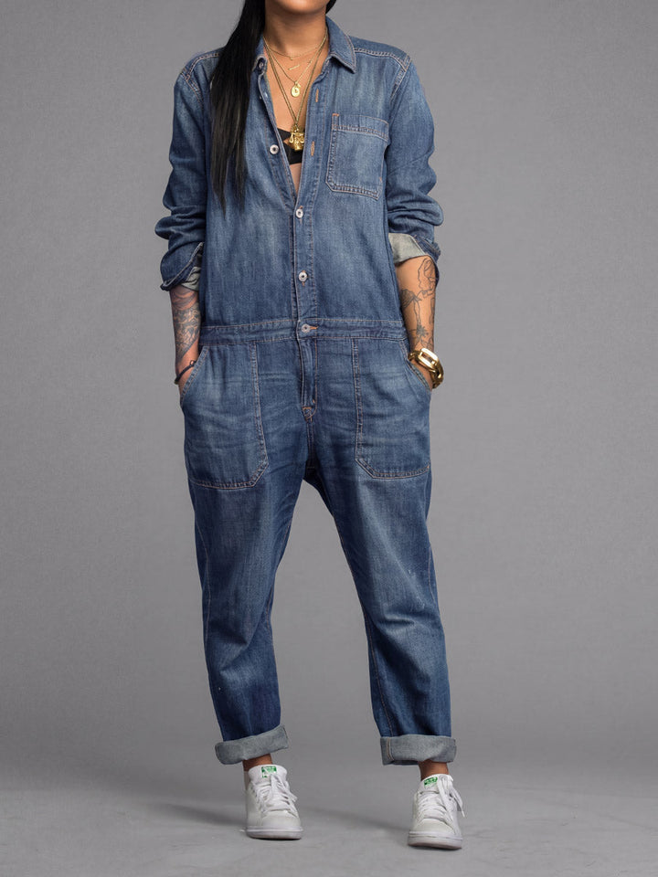 Damen-Denim-Overall mit lockerer Passform
