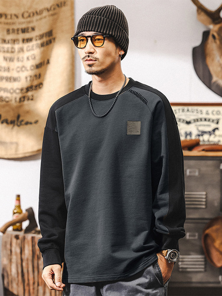 Herren-Sweatshirt mit Rundhalsausschnitt aus 100 % Baumwolle im Color-Blocking-Design