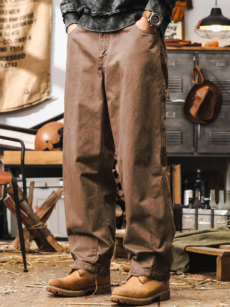 Pantalon cargo rétro à coupe large pour homme, 100 % coton