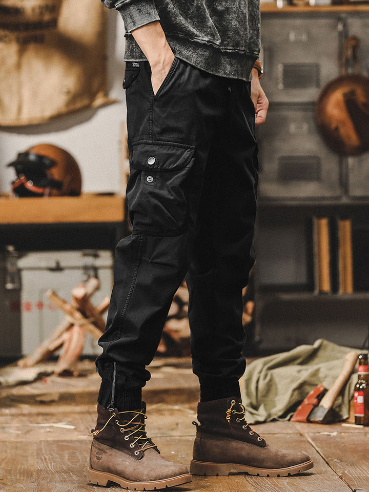 Herren Retro Cargohose Jogger‑Schnitt Baumwolle‑Elasthan