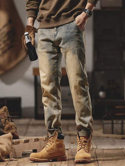 Herren Vintage Washed Slim‑Fit Jeans
