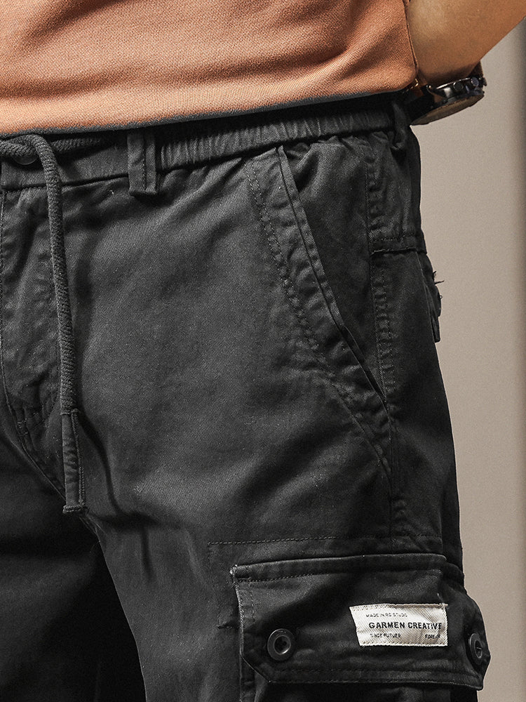 Pantalon de jogging cargo fuselé pour homme, style vintage, poches multiples et boutons
