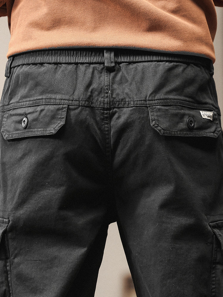 Pantalon de jogging cargo fuselé pour homme, style vintage, poches multiples et boutons