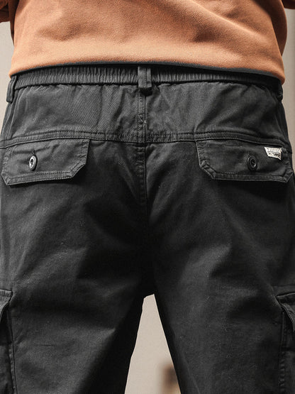 Pantalon de jogging cargo fuselé pour homme, style vintage, poches multiples et boutons