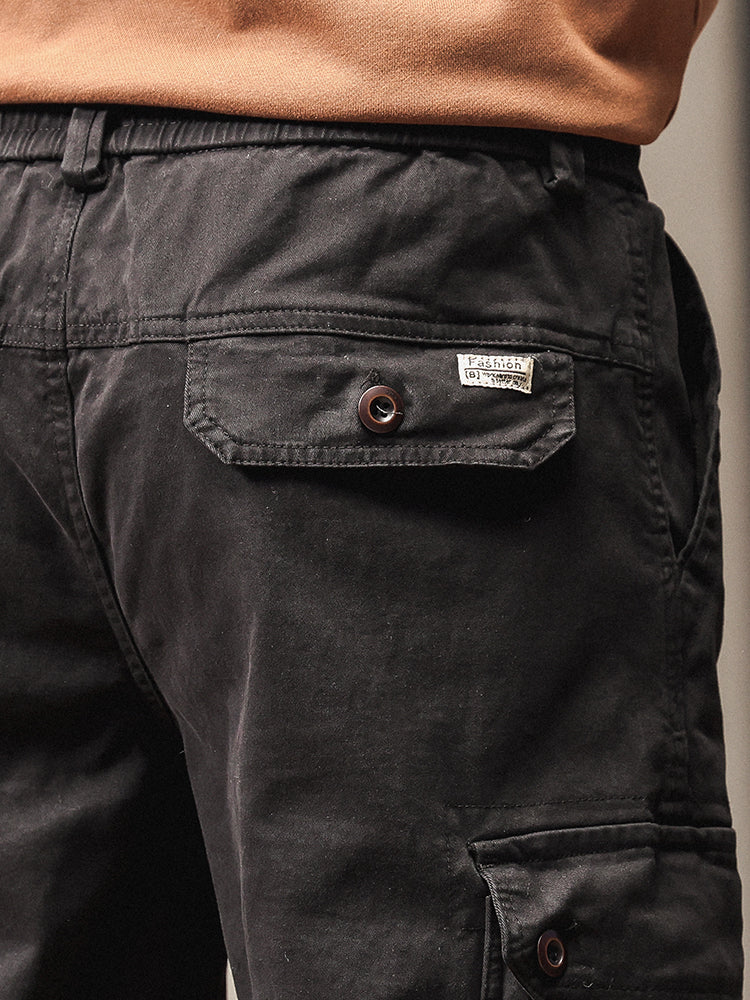 Pantalon de jogging cargo fuselé pour homme, style vintage, poches multiples et boutons