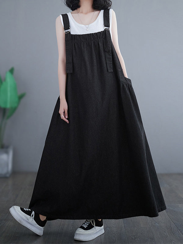 Robe salopette en jean ample pour femme