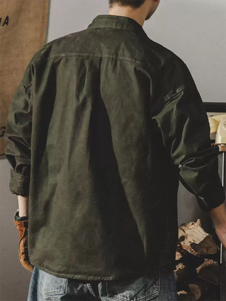 Herren Langarm‑Hemdjacke aus 100 % Baumwolle im Arbeitsstil