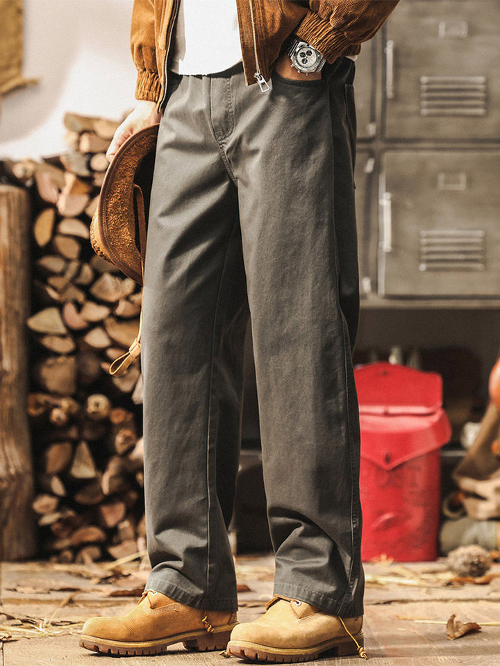 Herren-Hose aus 100 % Baumwolle mit weitem Bein und Vintage-Waschung