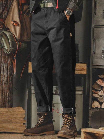 Pantalon chino fuselé délavé pour homme, style vintage